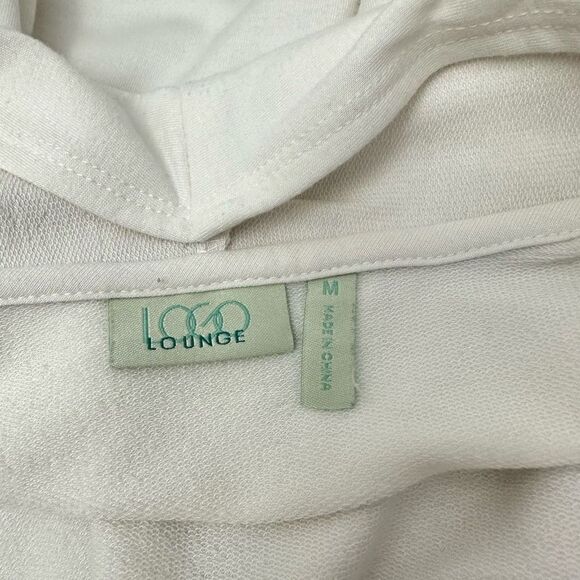 LOGO Lori Goldstein Lounge White Open Terry Knit Cardigan Chiffon Trim Medium‎ - Picture 6 of 8